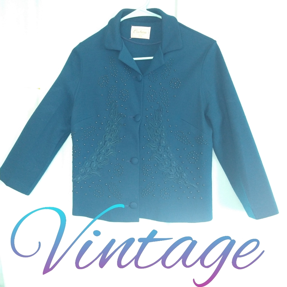 Authentic Vintage Cintura Acrylic fitted blazer 9/10 blue costume